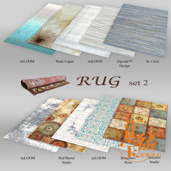 Printed rug set印花地毯集合模型