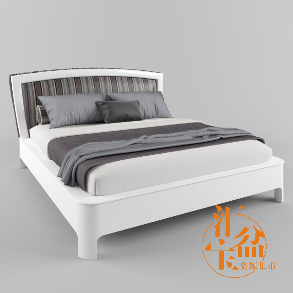 Concise stripe style bed 简洁条纹风格床铺模型