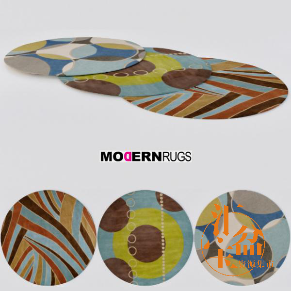 现代印花圆形地毯模型