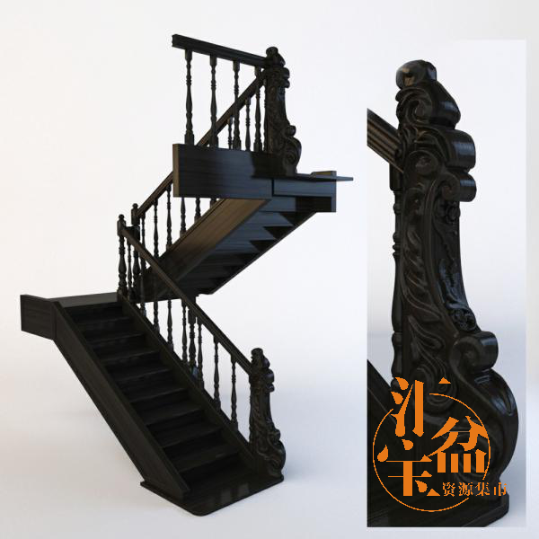 经典木质楼梯模型