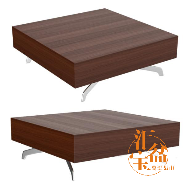 現代原木小方桌模型