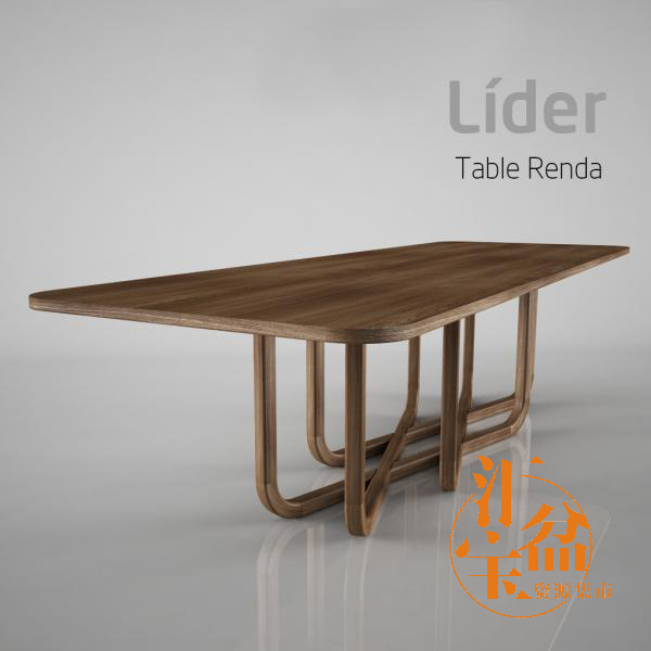 现代木质餐桌模型