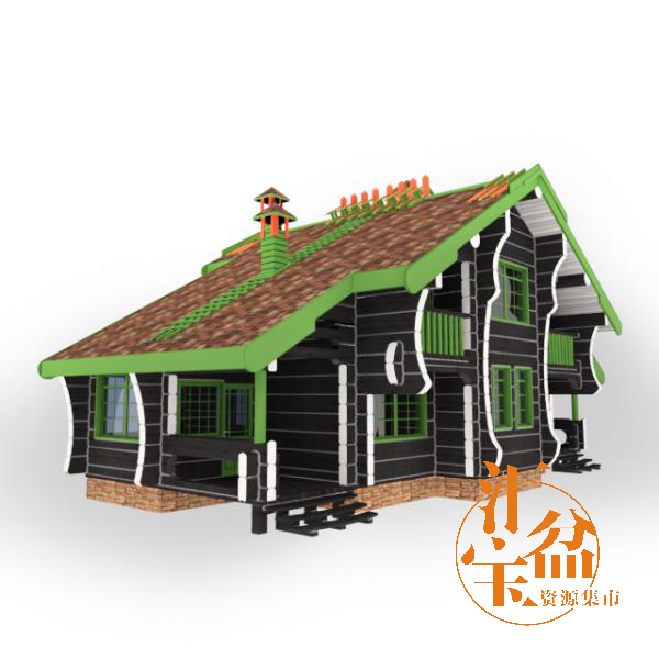 桅杆木材住宅建筑模型