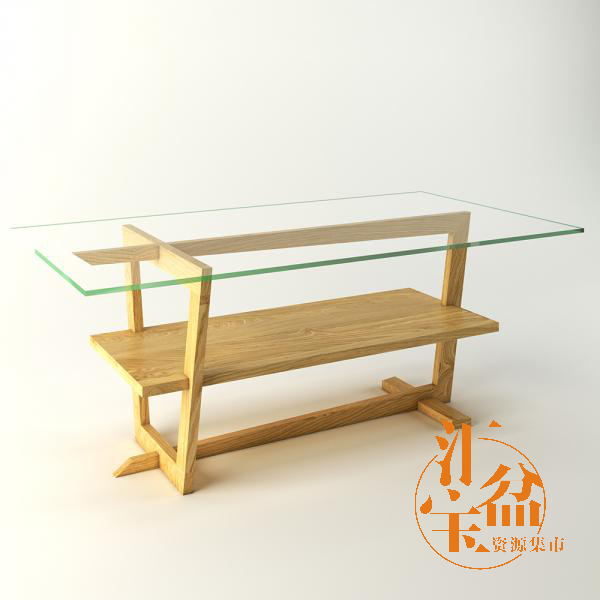 木质玻璃茶几桌3D模型