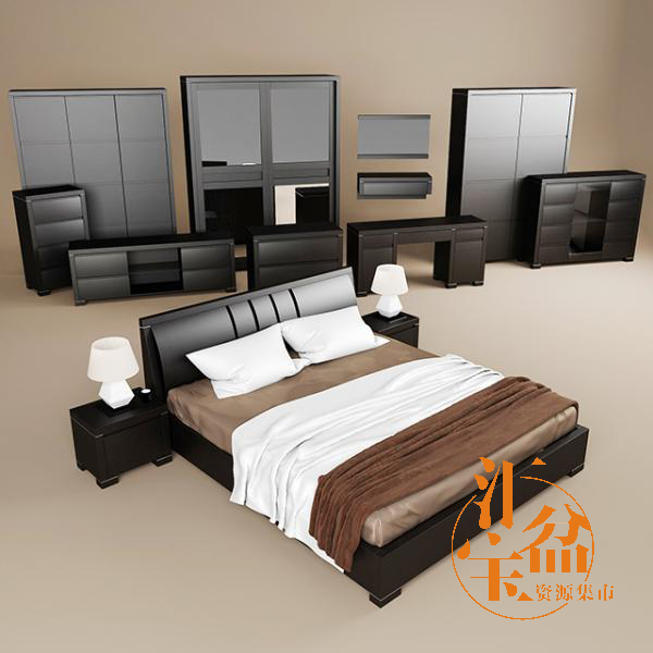 现代大气卧室家具套装3D模型