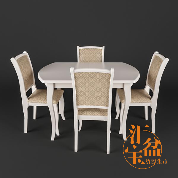 欧式典雅餐桌椅3D模型