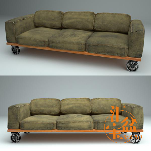 牛仔布轮滑沙发3D模型