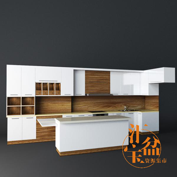 简洁厨房家具套装3D模型