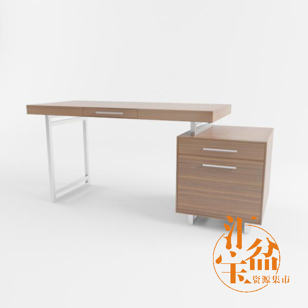 现代简约木质办公桌3D模型