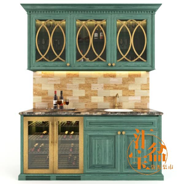 古典酒吧红酒柜3D模型