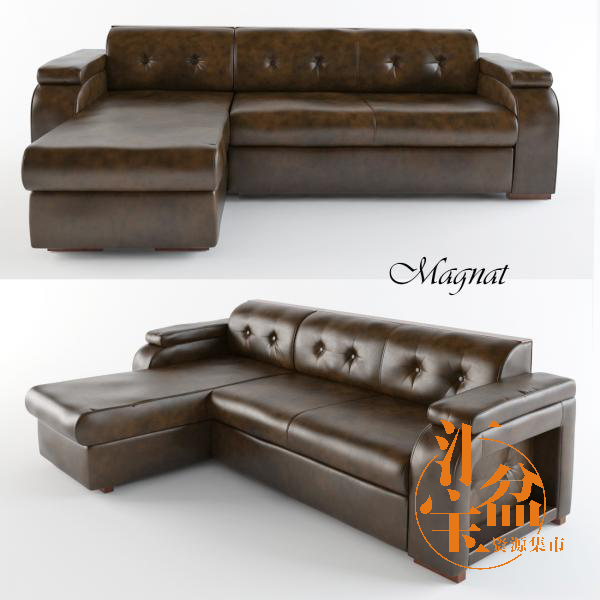 古典皮质舒适沙发3D模型