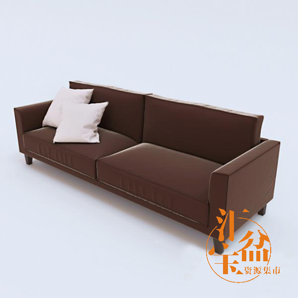 巧克力色簡約沙發3D模型