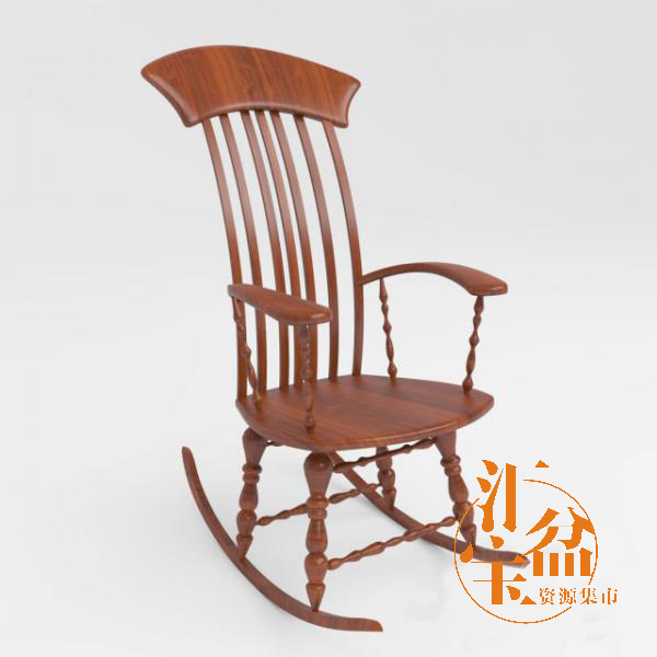 经典木质摇椅3D模型