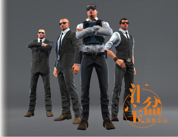 Bodyguards 保镖、黑手党人物unity3d模型 