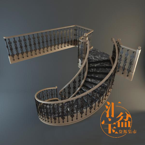 旋转楼中楼楼梯3D模型