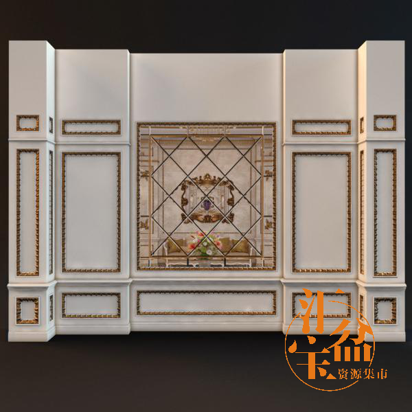 欧式经典宫殿墙面装饰3D模型