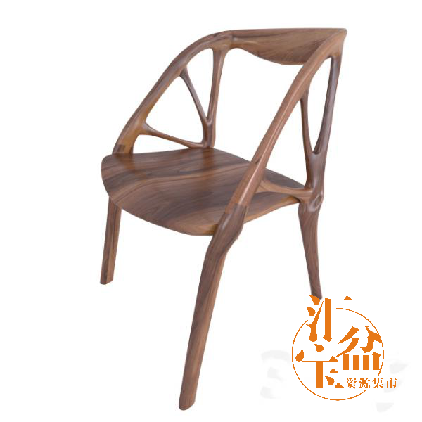 原生態木質手扶椅3D模型