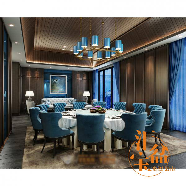 高级酒店用餐包厢厅3D模型