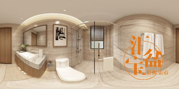新中式精致卫浴空间全景模型