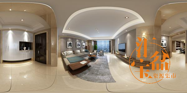 现代简约客厅空间全景模型