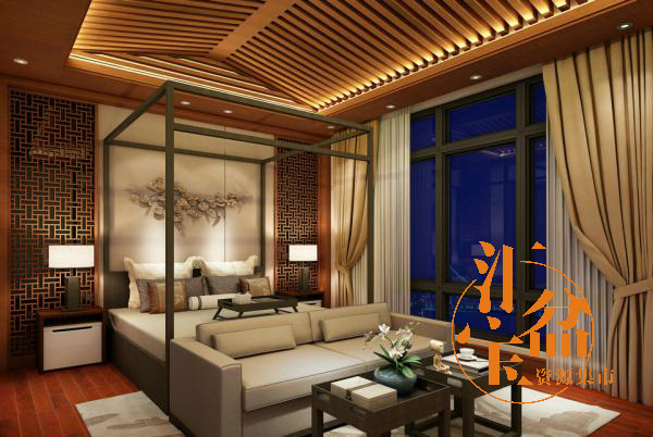 中国古典风格卧室全景模型