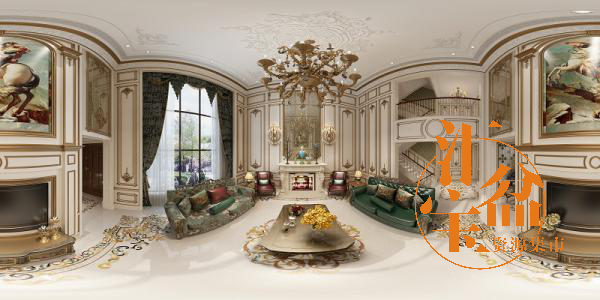 欧式豪华客厅空间全景模型