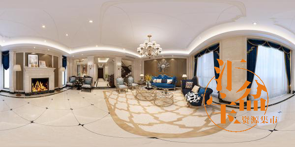 欧式经典客厅空间全景模型