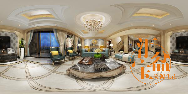 欧式舒适客厅空间全景模型