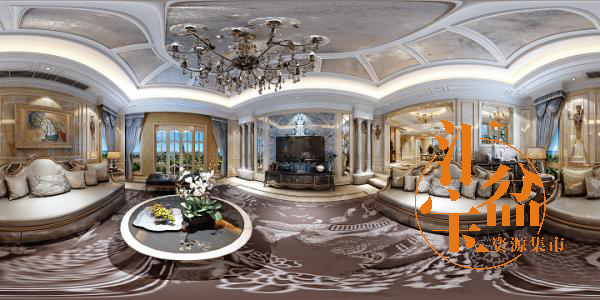 新古典皇家客厅空间全景模型