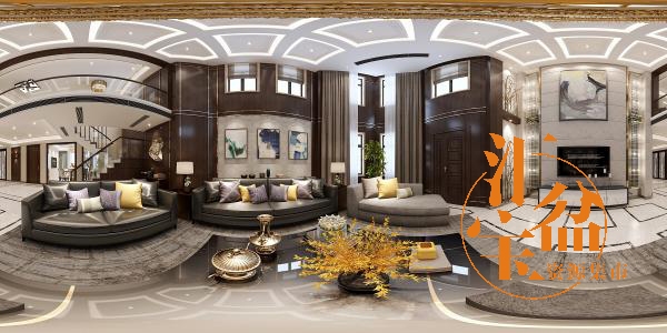 新古典精致客厅空间全景模型