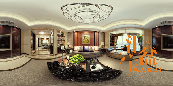 新古典奢华客厅空间全景模型