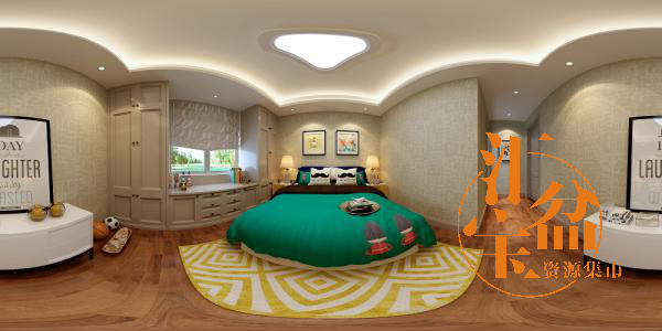 现代复古可爱卧室场景整体模型