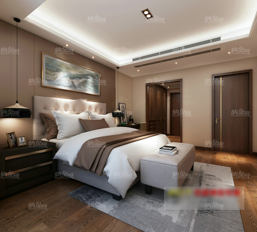现代高贵经典卧室全景模型