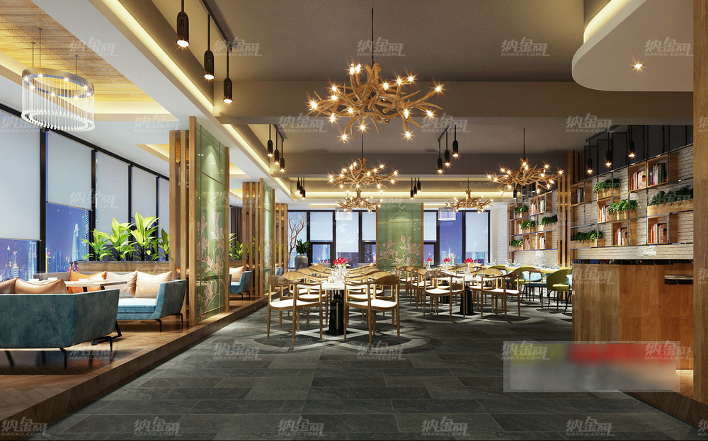 典雅屏风餐厅空间全景模型
