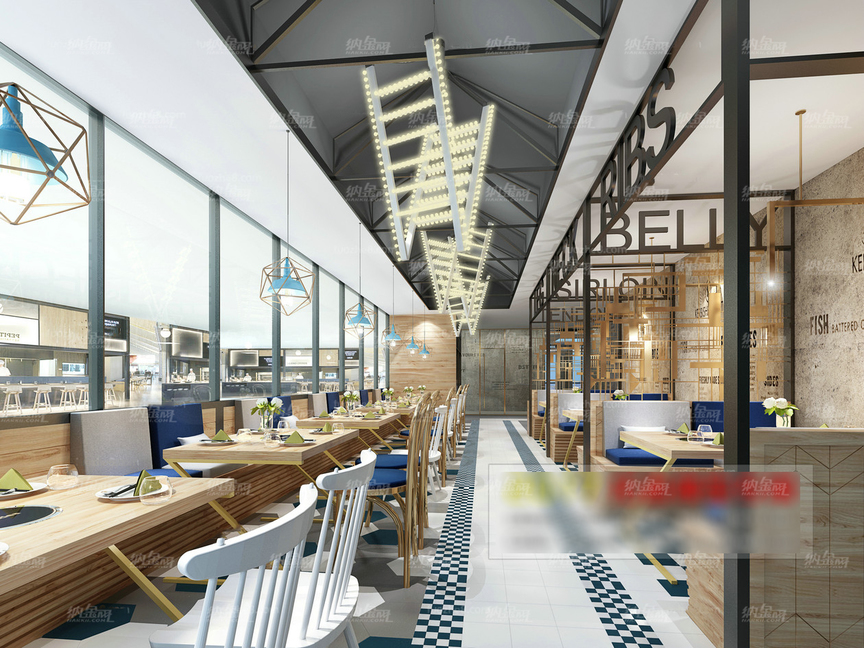 现代科技感餐厅空间全景模型