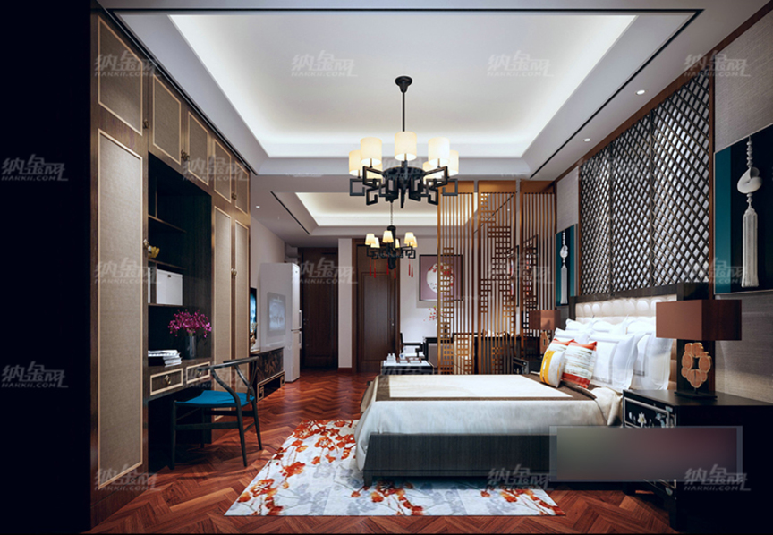 中式古典浪漫温馨卧室全景模型