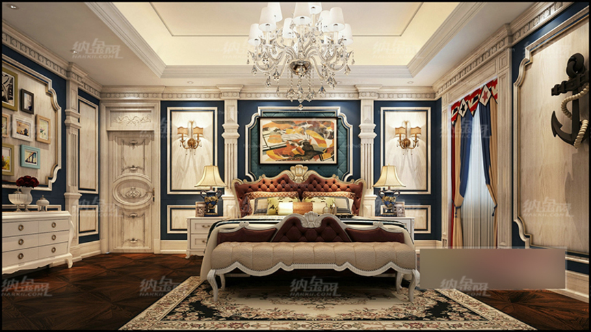 欧式古典贵族气质卧室全景模型