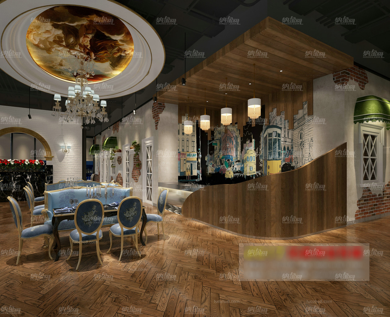 欧式贵族餐厅空间全景模型