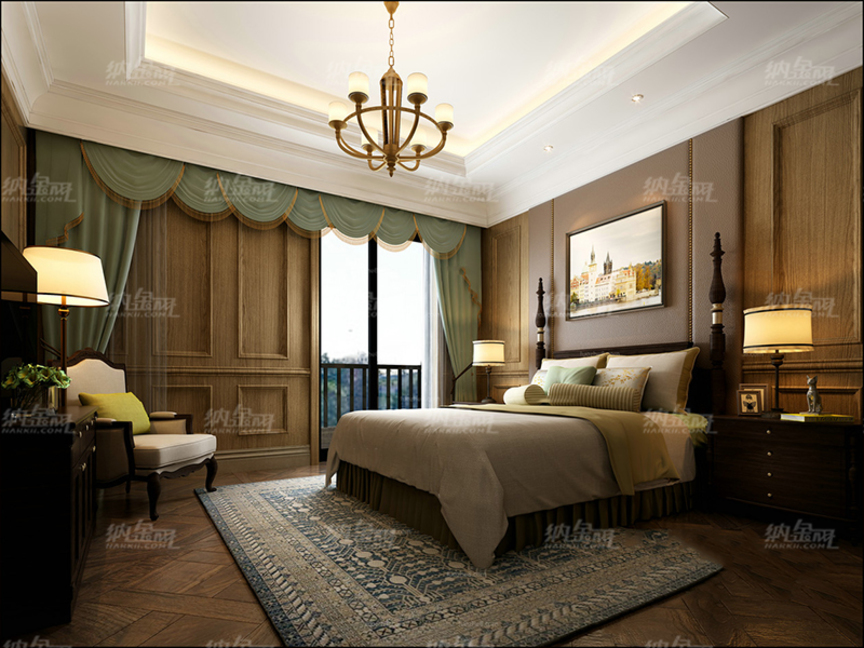 欧式古典唯美卧室全景模型