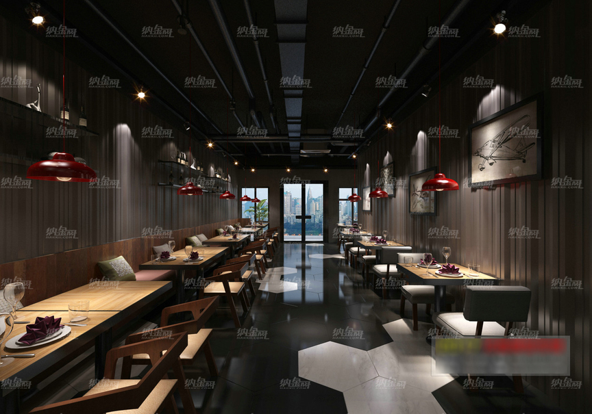 现代古典简约餐厅空间全景模型