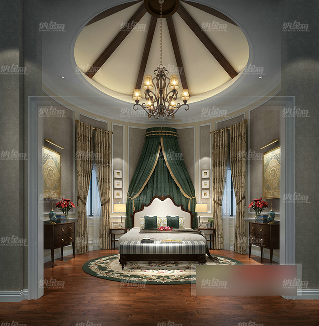 欧式古典艺术气质卧室全景模型