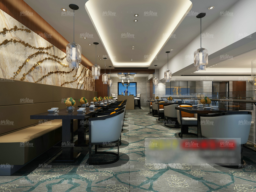 现代精致小巧餐厅空间全景模型   
