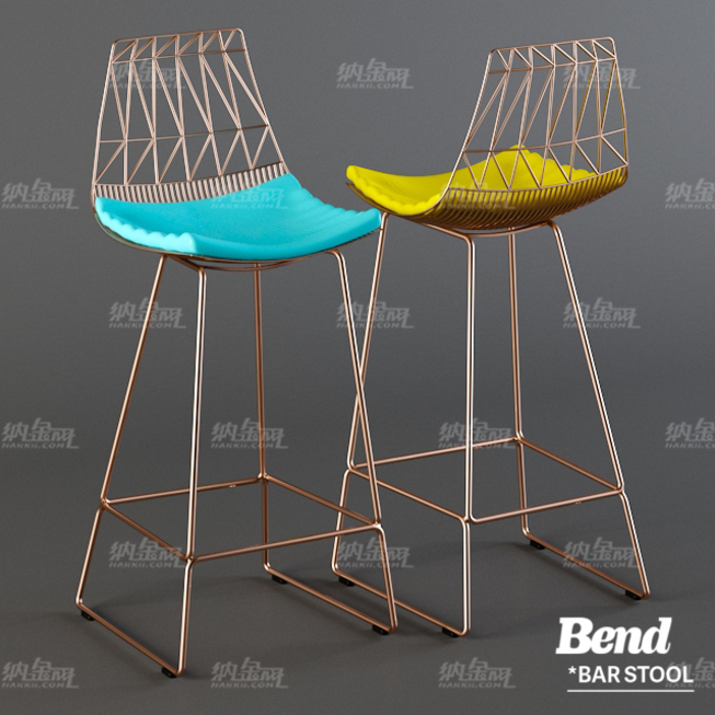 现代金属舒适吧台椅3D模型