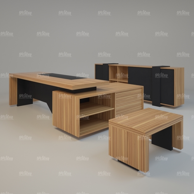 精致木质办公套装家具3D模型
