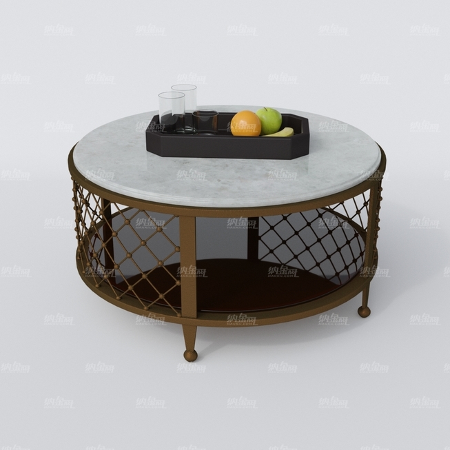 现代简洁大气咖啡圆桌3D模型