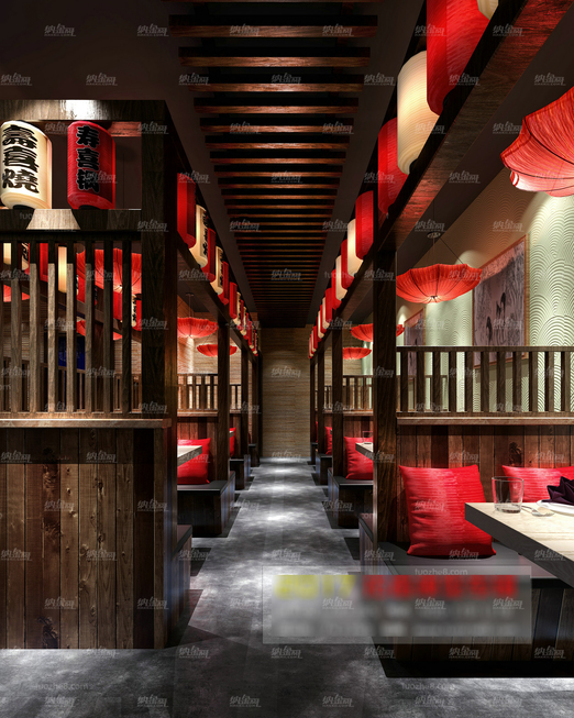 日式居酒屋自助餐厅空间全景模型