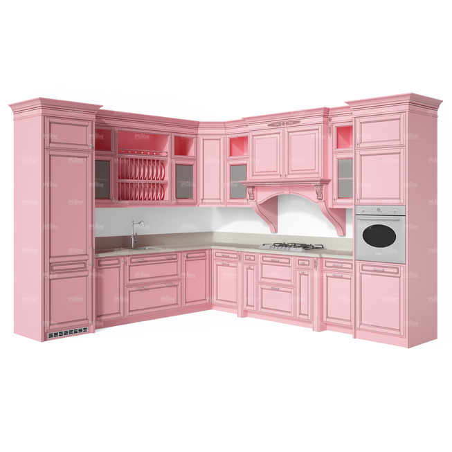 粉色系典雅厨房橱柜3D模型