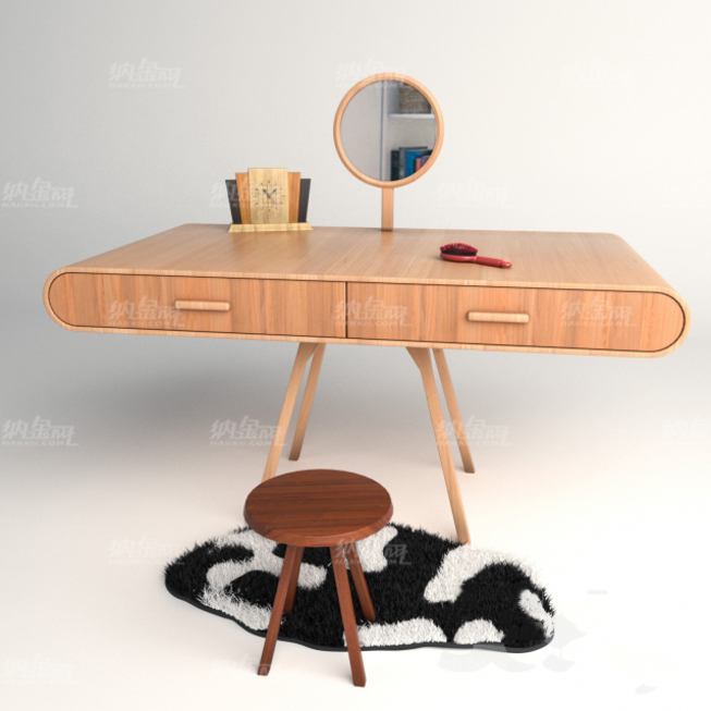 现代简约木质梳妆桌3D模型