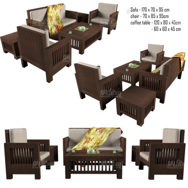 田园木质客厅沙发3D模型
