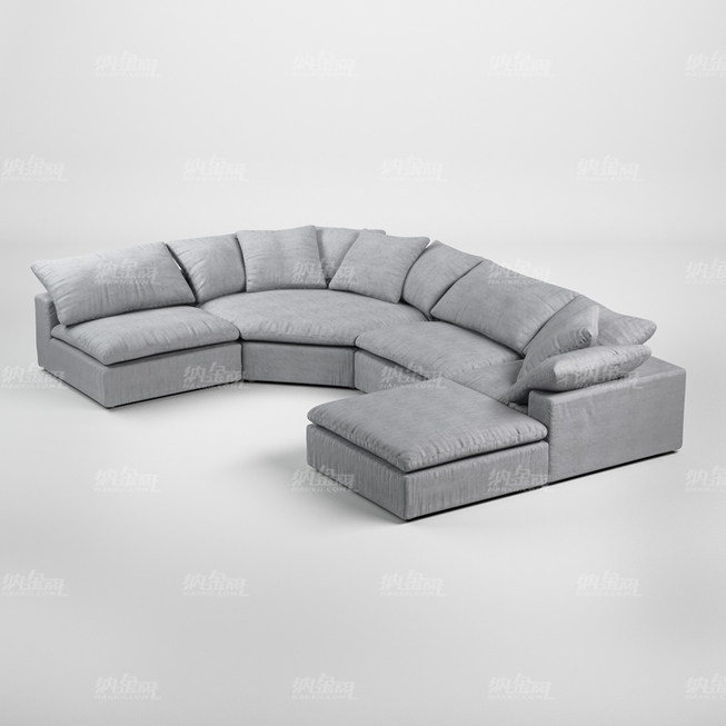 现代舒适客厅转角沙发3D模型